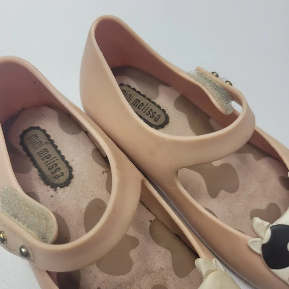 Mini Melissa Sandals Girls Size‎ 7 Cow Pink Pull On Comfort Stretch Jelly Shoes